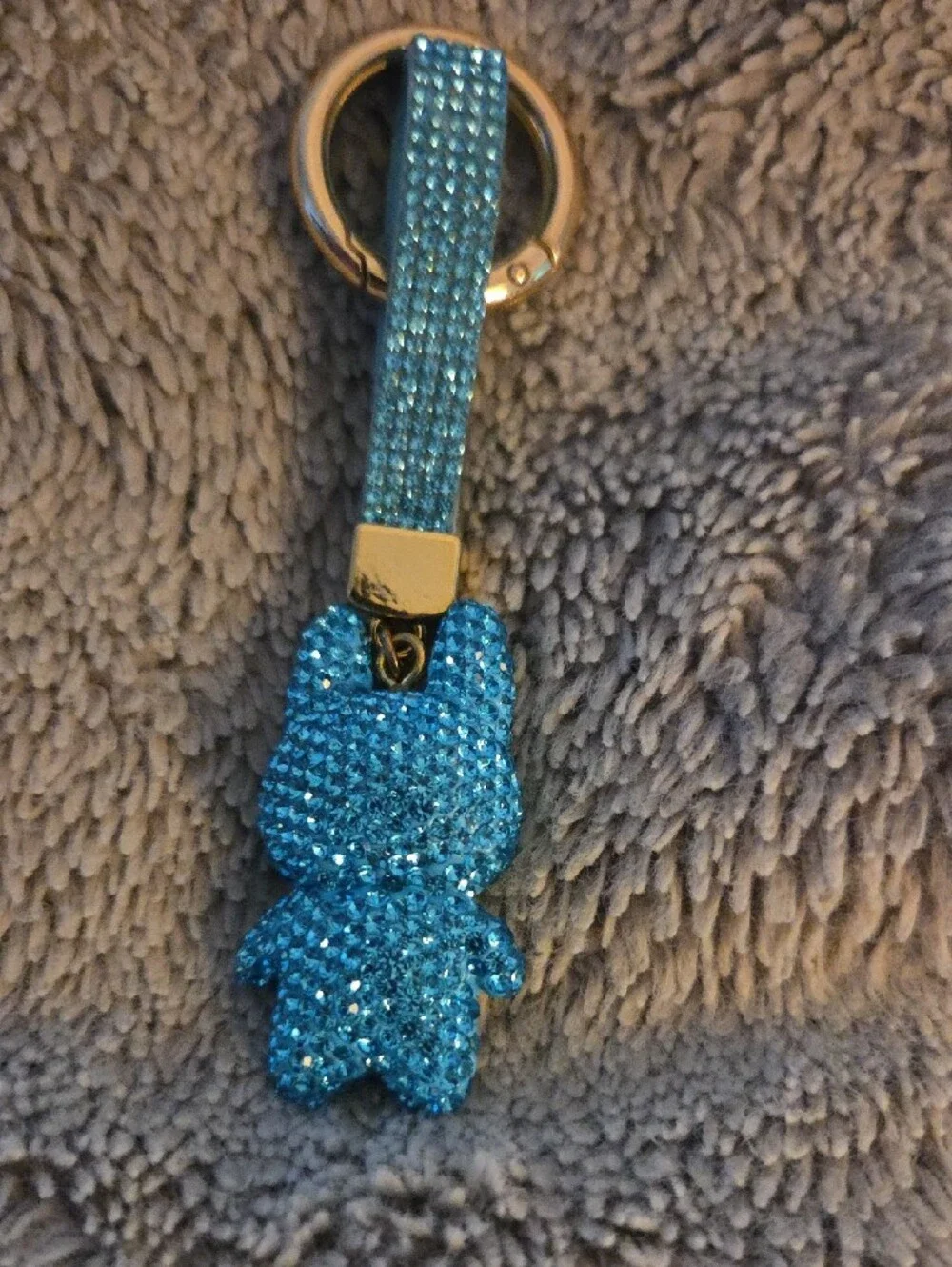 Sparkling Blue Monster Character Keychain Strap